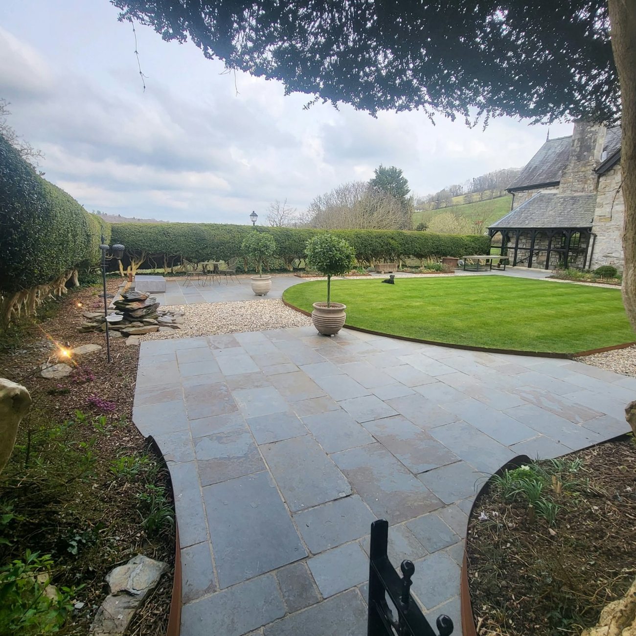 Country property garden and lawn