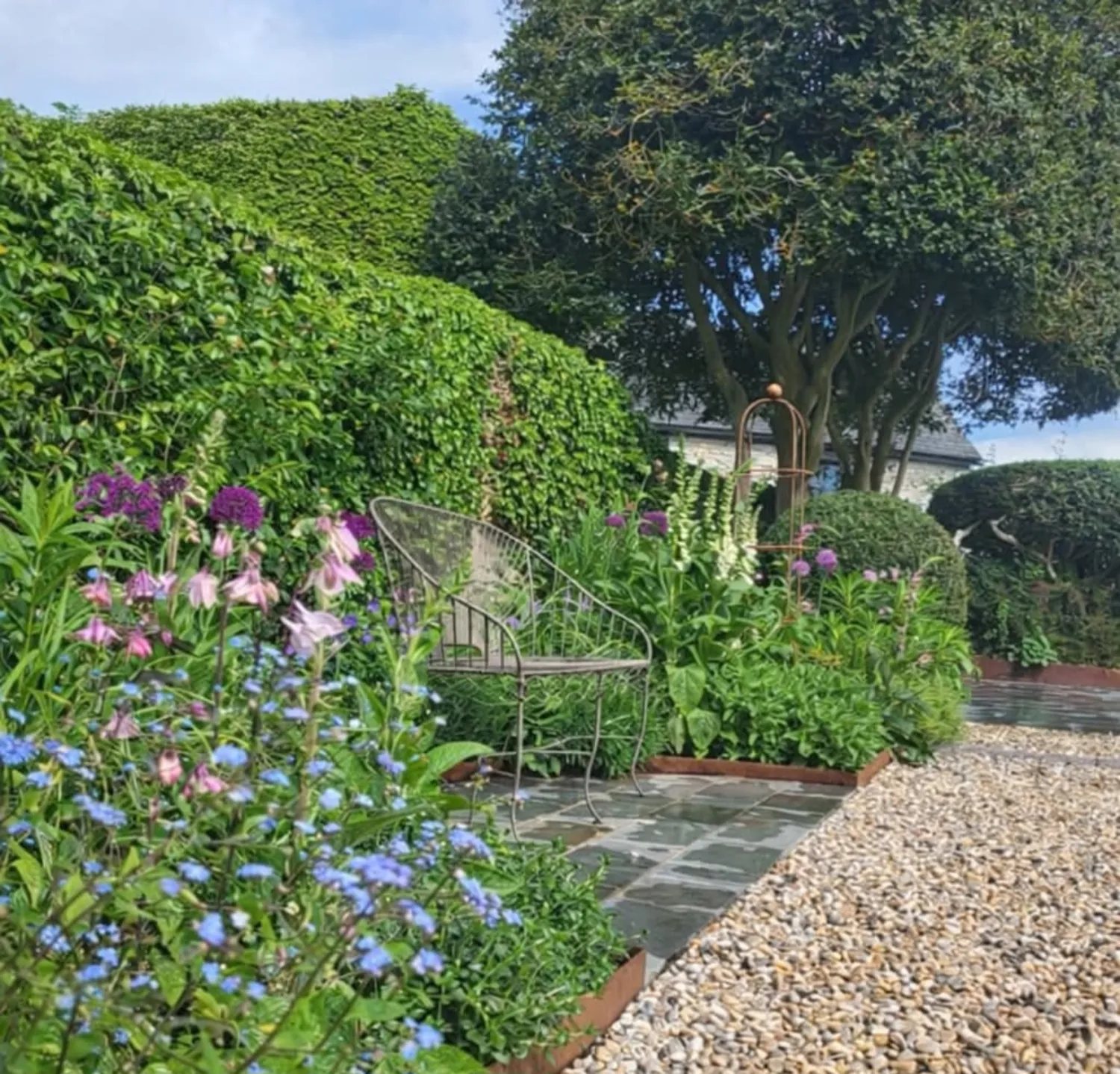 Flowering borders in an established garden