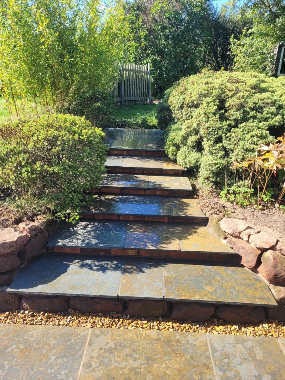 Landscaped garden steps